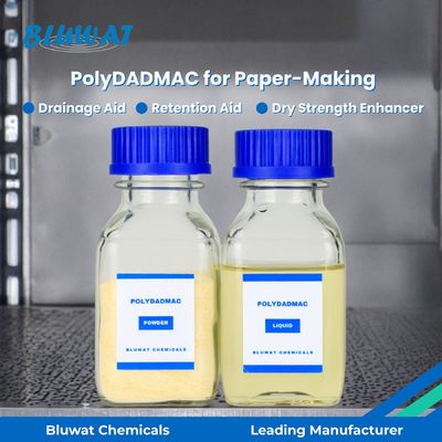 acheter PolyDADMAC pour la fabrication du papier : Aide à la rétention, aide au drainage et améliorant la résistance à sec | Bluwat Chemicals fabrication en ligne